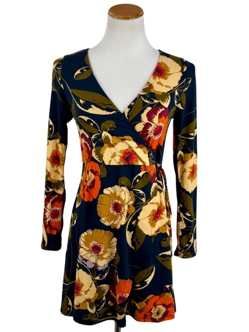 Altar'd State Navy Moody Floral Faux Wrap Dress S| Pin-Up Boho Cottagecore Indie - Picture 2 of 16